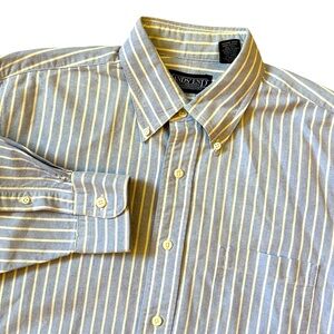 Vintage 90’s Lands’ End Hyde Park Oxford Striped Button-Down Shirt Blue 15.5/32